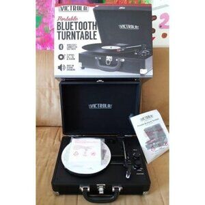 New Vintage 3-Speed Bluetooth Portable Suitcase Record Player with Built-inSpeak